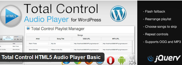 Total Control HTML5 Audio Player Basic- WordPress